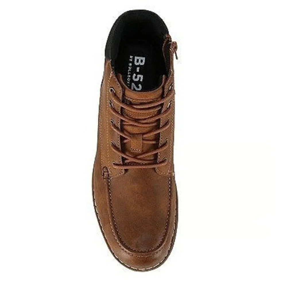B-52 by Bullboxer Mens Cognac Brown Moc Toe Lace Up Side Zip Boots Size 11 NEW‎